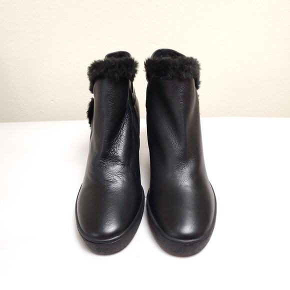 NEW AQUATALIA 3” Black Leather Cameron Insulated Wedge Boots - Picture 5 of 14